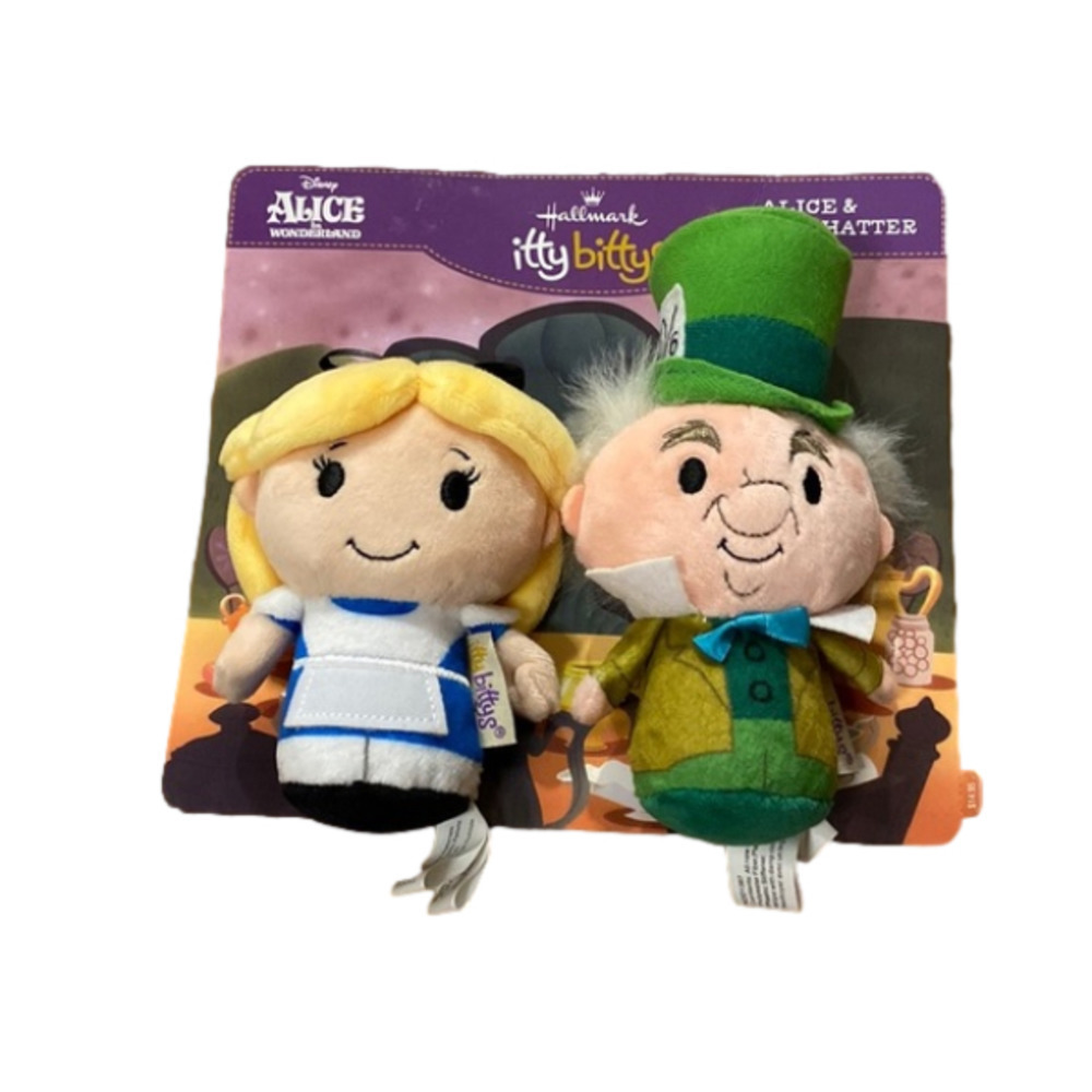Hallmark itty bittys Disney Alice in Wonderland  and Mad Hatter Stuffed Animals
